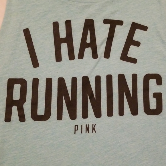 VS/PINK "I HATE RUNNING" PINK Tank Top X-Small - Picture 2 of 5